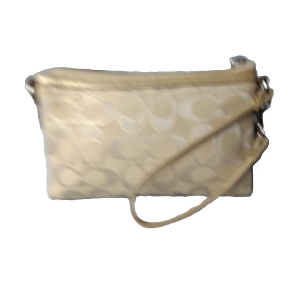 Coach Poppy Tan,~Silver Signature Large Wristlet Small Purse - Picture 5 of 9